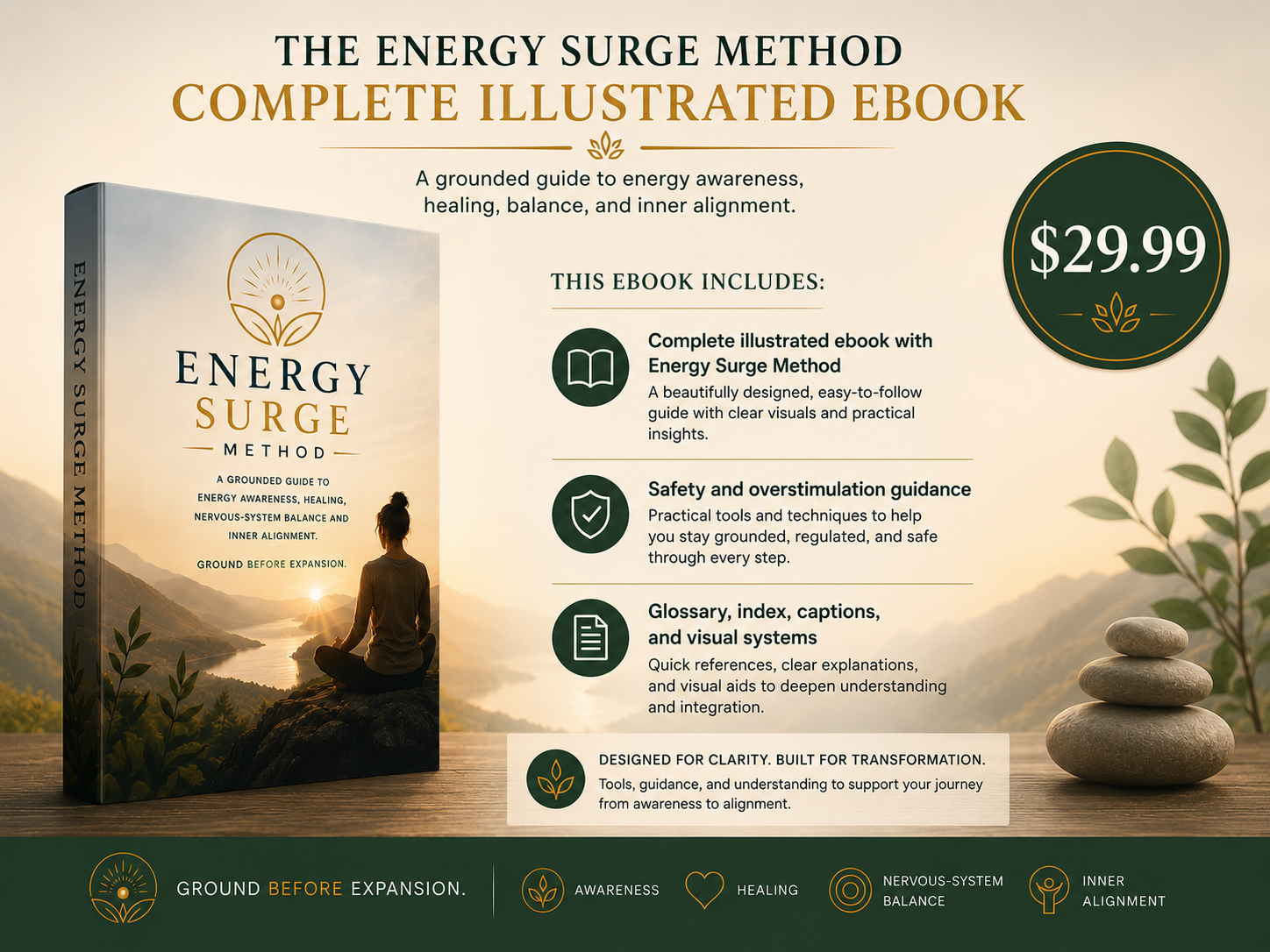 Energy Surge complete illustrated ebook product detail image showing $29.99 pricing