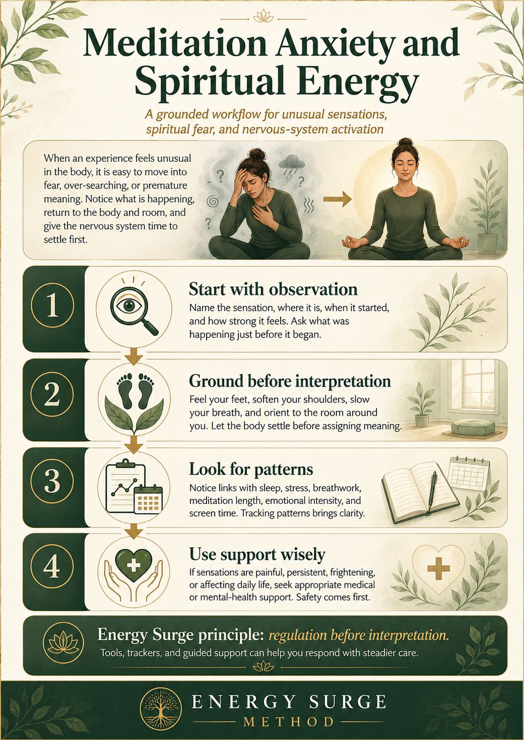 Meditation anxiety and spiritual energy grounding workflow