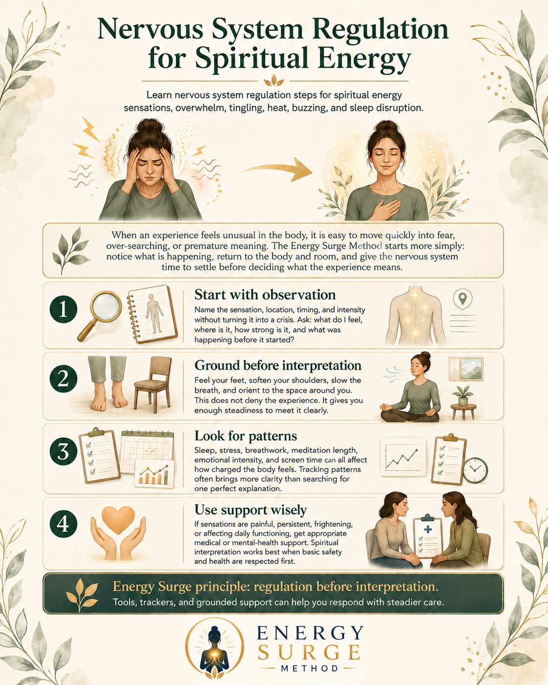 Nervous system regulation for spiritual energy infographic