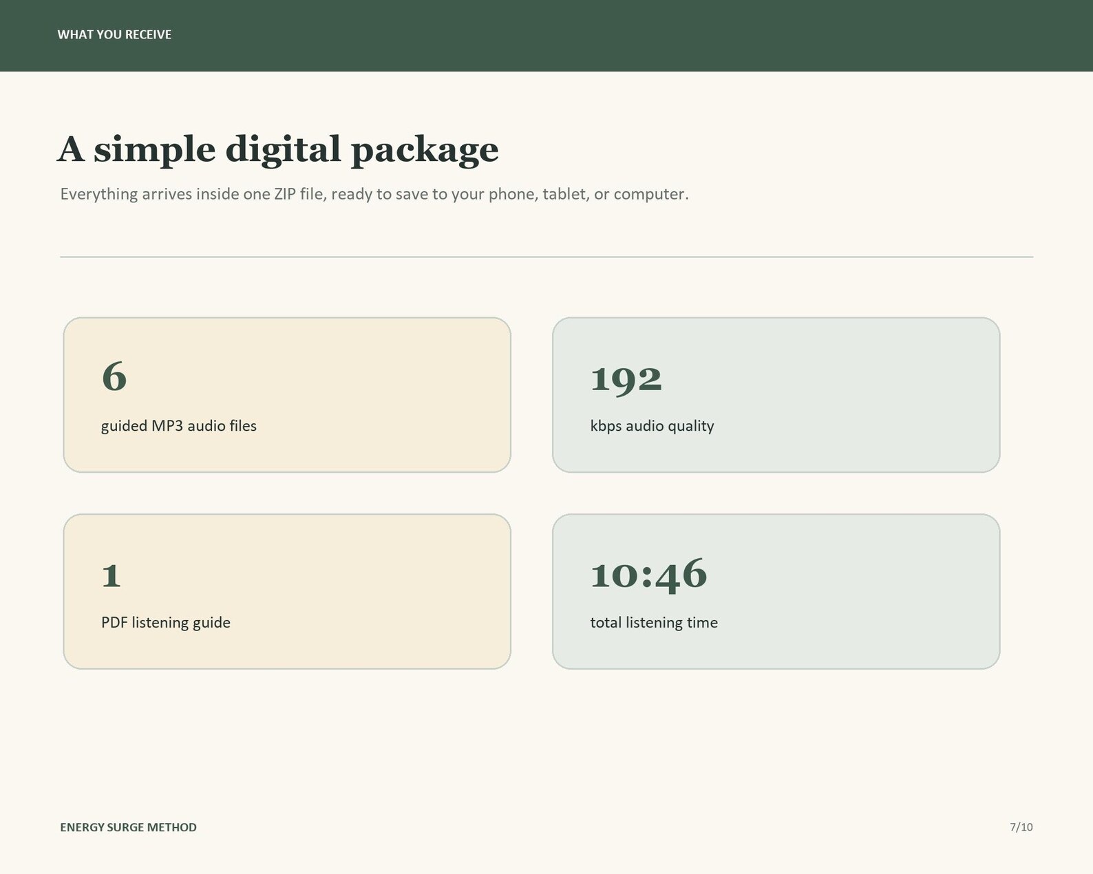 Simple digital package details