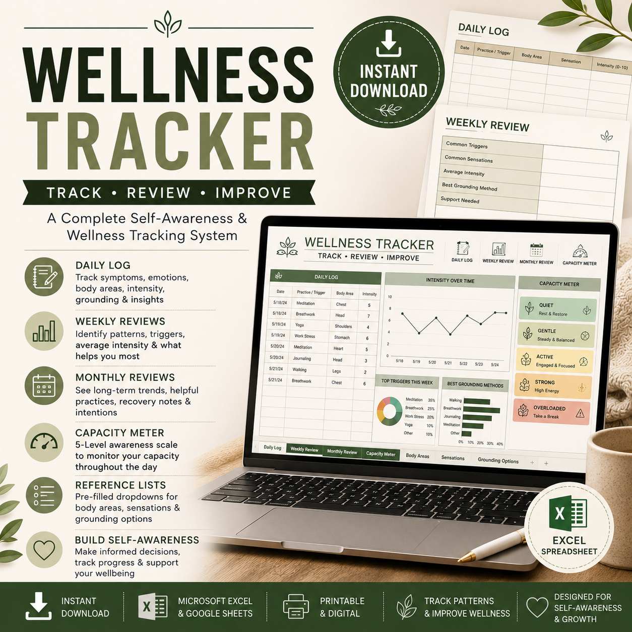 Wellness tracker spreadsheet screenshot